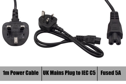 New Replacement Power Cord 3 Pin Cable Clover Leads Leaf 1 Meter