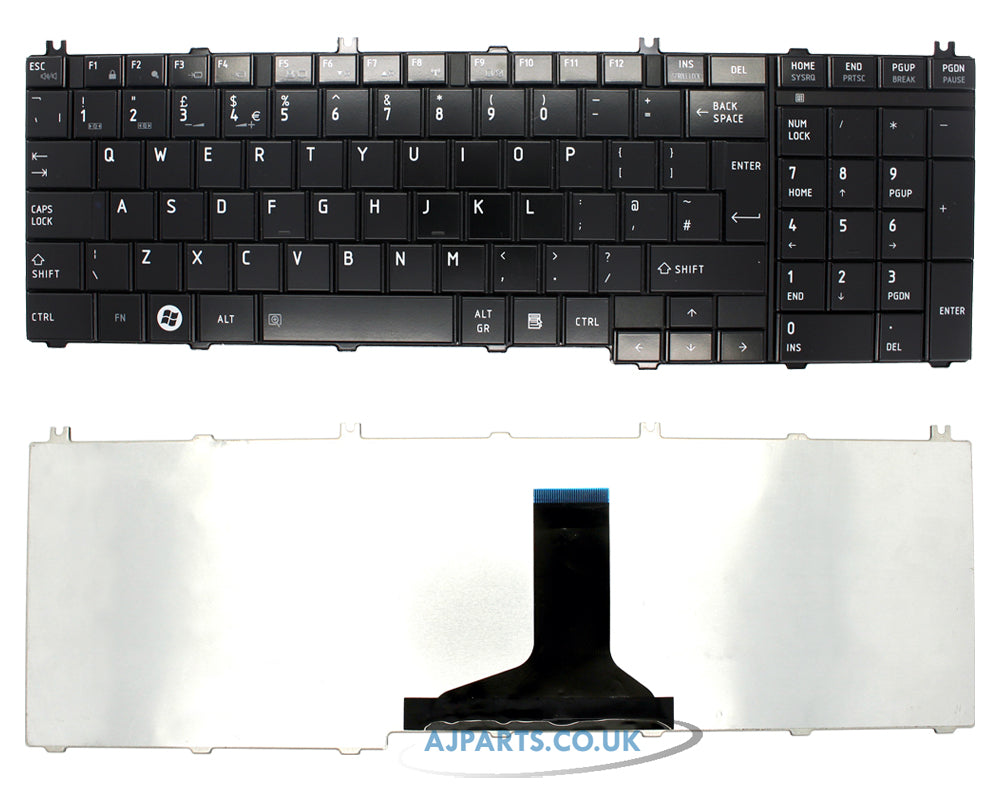 Toshiba C650 L655 L670 UK Layout Non-Backlit Replacement Laptop Keyboard Black