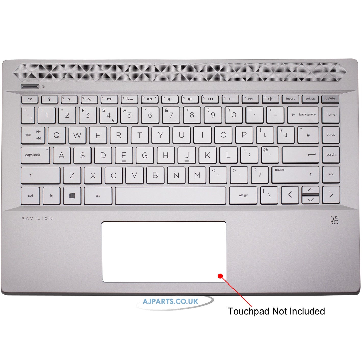 HP Pavilion 14-CE0000NW Silver UK Layout Replacement Laptop Palmrest with Keyboard & Fingerprint Reader