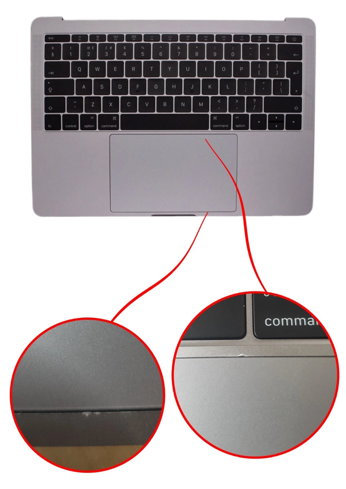 For MacBook Pro 13" A1708 Topcase + UK Keyboard Palmrest Space Grey MLL42LL/A