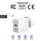 New AJP Adapter 65W USB Type-C QC 3.0 PD Fast Charging Dual Port Type Wall Charger Adapter White