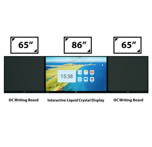 86” Interactive Liquid Crystal Display + 2x 65" Sub Writing Boards | for Classroom and Business, Remote Meeting, Interactive Screen, Smart Whiteboard, Office or School