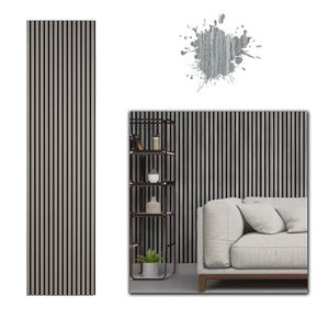 Acoustic Wood Slat Wall Panel - 240cm x 60cm - Grey Colour