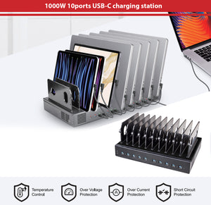 1000W 10-Port USB-C Charging Station – High-Power PD3.0 & QC5 Fast Charging