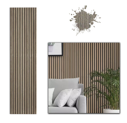 Acoustic Wood Slat Wall Panel - 240cm x 60cm - Walnut Colour