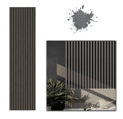 Acoustic Wood Slat Wall Panel - 240cm x 60cm - Dark Oak Colour