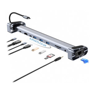 10-in-1 USB-C Docking Station & Laptop Stand Riser | 4K@60Hz HDMI, 100W PD Charging, Ethernet, 3x USB 3.0