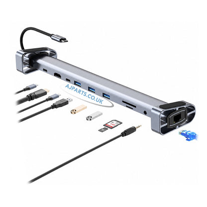 10-in-1 USB-C Docking Station & Laptop Stand Riser | 4K@60Hz HDMI, 100W PD Charging, Ethernet, 3x USB 3.0