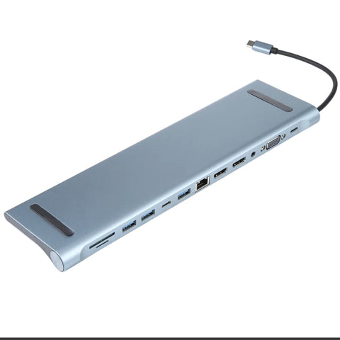 12-in-1 USB-C Hub/Docking Station 4K@30Hz USB 3.0 RJ45 Fast Charging Port