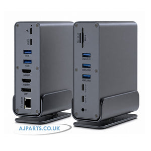 AJP 15-in-1 USB-C Docking Station 100W PD, Dual HDTV 4K@60Hz, DisplayPort, 10Gbps USB, Gigabit Ethernet, SD/TF & Audio