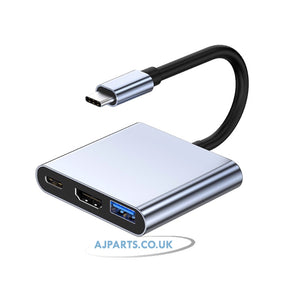 AJP 3-in-1 USB-C Hub Adapter with HDTV 4K@30Hz, USB 3.0 5Gbps & 100W PD Charging