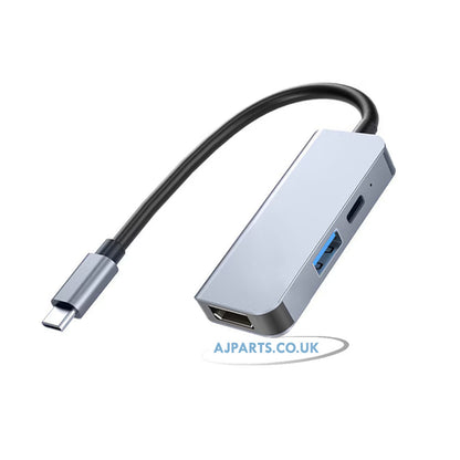 AJP 3-in-1 USB-C Multifunction Hub Adapter – 4K HDTV, USB 3.0 5Gbps & 87W PD Charging