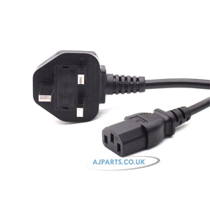 3M 5A UK 3-Pin Plug (M) to IEC C13 (F) Kettle Lead Power Cable Black Mains Power Cord
