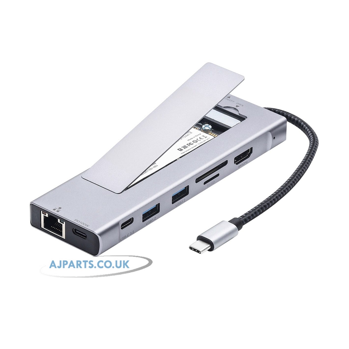 9-in-1 USB C M.2 SSD Enclosure Docking Station 10Gbps 4K HDMI 100W PD USB 3.2 SD TF RJ45 Ethernet