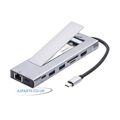 9-in-1 USB C M.2 SSD Enclosure Docking Station 10Gbps 4K HDMI 100W PD USB 3.2 SD TF RJ45 Ethernet