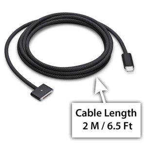 Compatible With MacBook Pro Air (M2, 2022) Black USB Type C to Magsafe 3 Magnetic Charging Cable Cord 2M Line