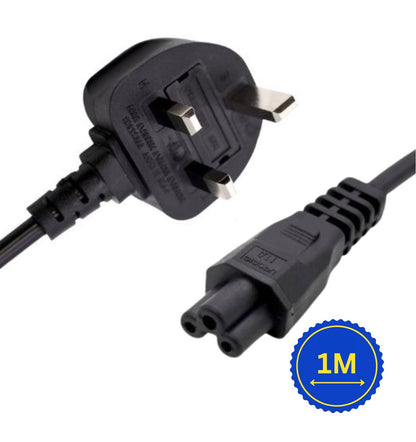 New Replacement Power Cord 3 Pin Cable Clover Leads Leaf 1 Meter