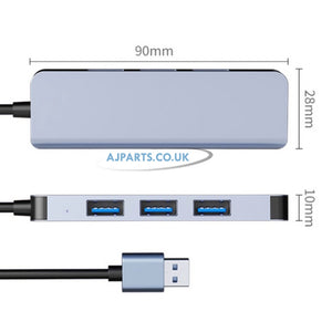 4-in-1 USB 3.0 Hub Multi Port Expander 5Gbps Fast Data Adapter Plug & Play for Laptop PC