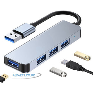 4-in-1 USB 3.0 Hub Multi Port Expander 5Gbps Fast Data Adapter Plug & Play for Laptop PC