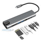 8-in-1 USB-C Hub Type-C to HDTV 4K UHD, RJ45 Ethernet, USB 3.0, SD/TF Card Reader & PD Charging