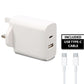 ViewSonic VG2456 65W Dual Port USB-C & USB-A White Wall Plug AJP Replacement Charger
