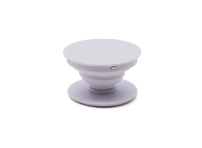 Collapsible White Phone Holder with Expanding Kickstand – Universal Grip for Smartphones & Tablets