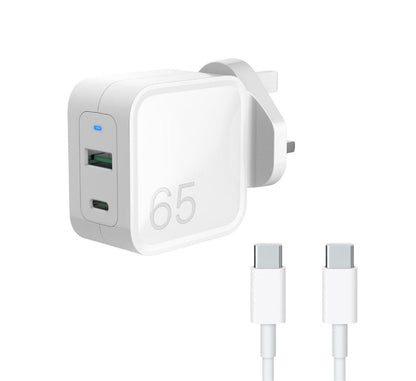 Lenovo 40AWGC65WW 65W USB-C & USB-A Dual Port AJP Wall Charger White