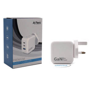 New AJP Brand 67W USB Type-C 3-Ports Fast Charging Charger With Multi Socket Adapter White