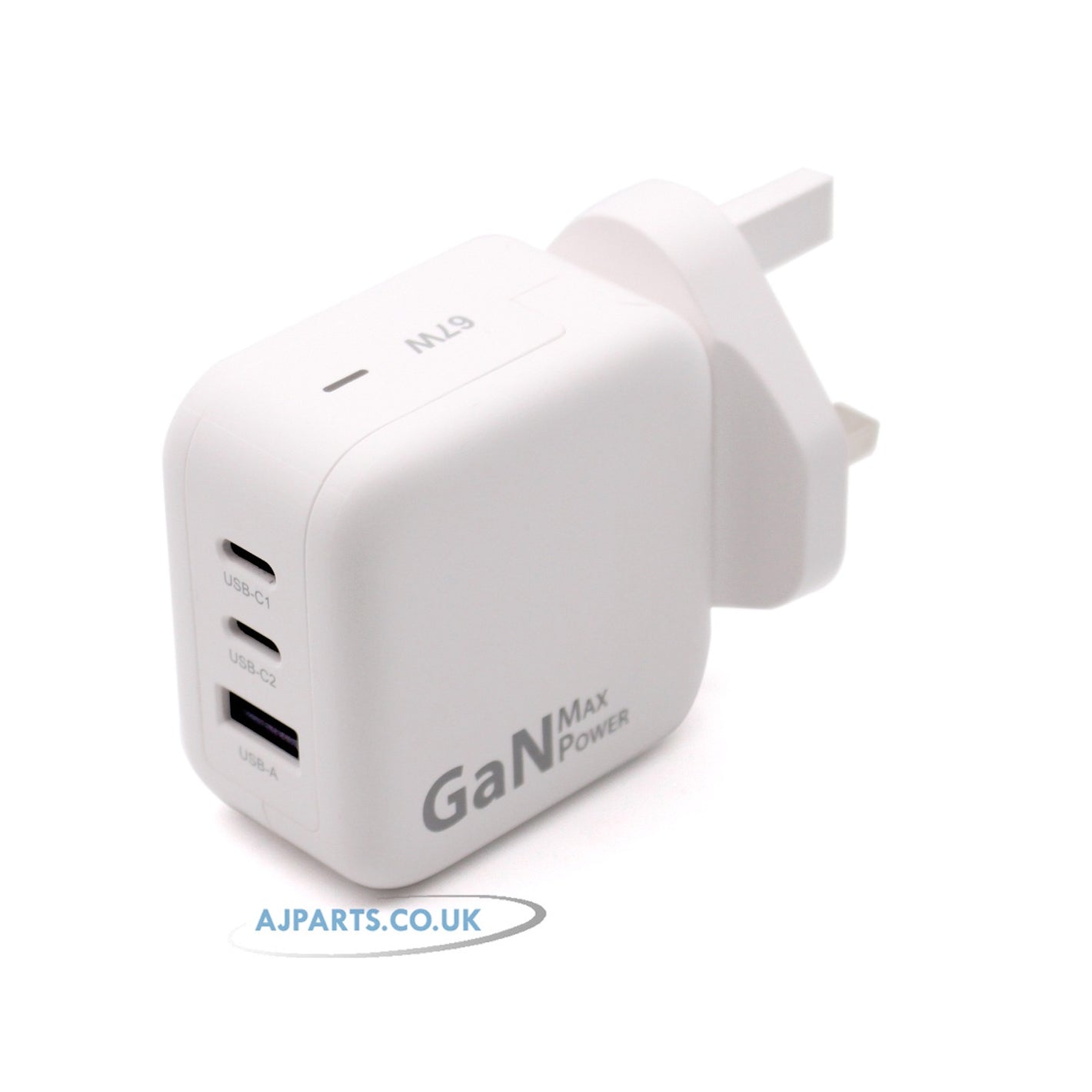 New AJP Brand 67W USB Type-C 3-Ports Fast Charging Charger With Multi Socket Adapter White