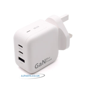 New AJP Brand 67W USB Type-C 3-Ports Fast Charging Charger With Multi Socket Adapter White