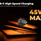 AJP GaN 45W Dual-Port USB-C PD & USB-A QC Wall Plug Charger