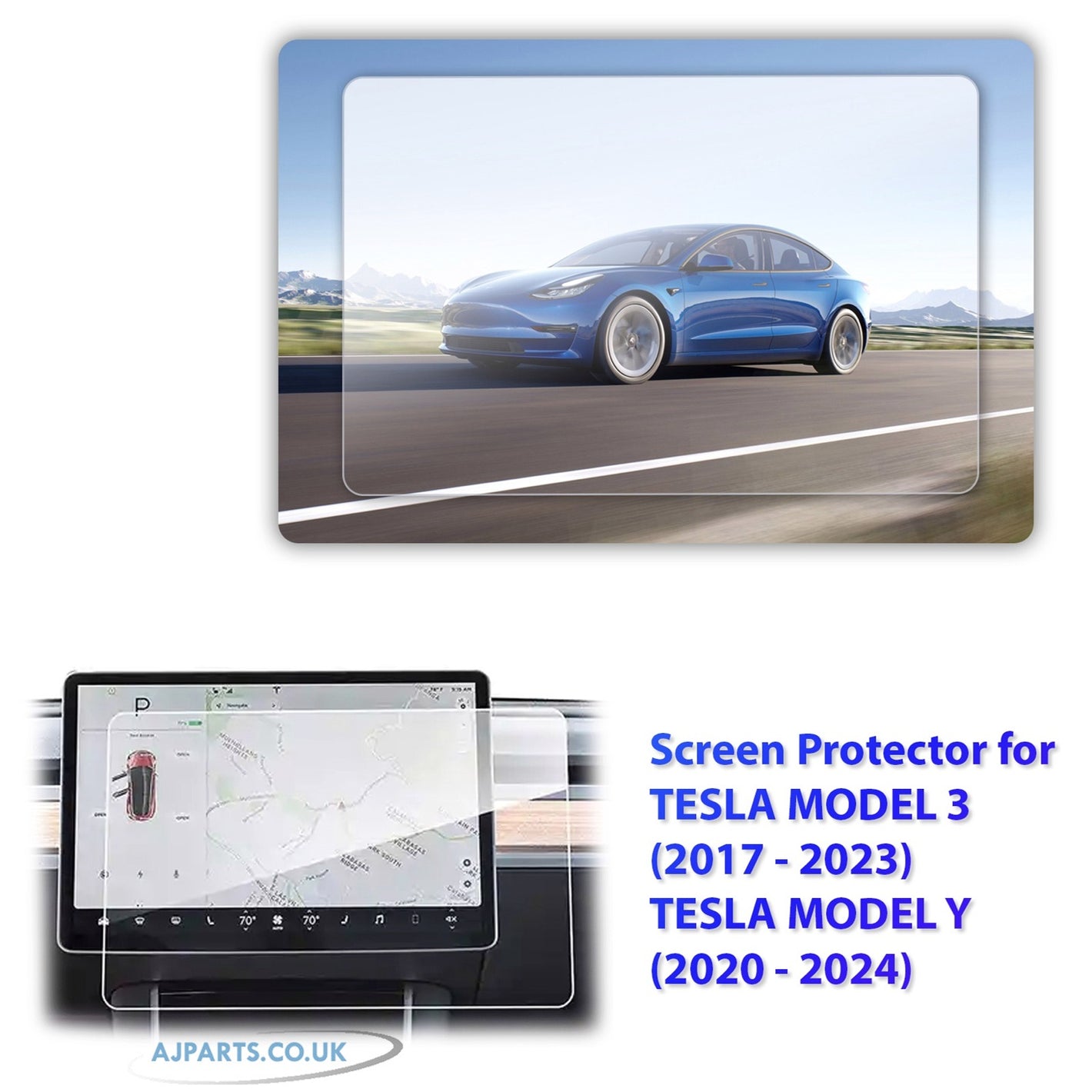 Tesla Model 3, Model Y Screen Protector Tempered Transparent Glass 15 inch