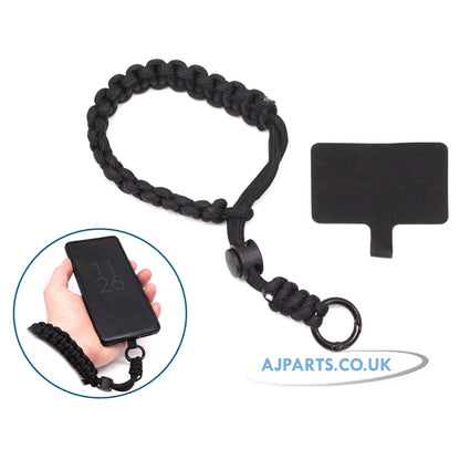 Universal Phone Anti-Theft Lanyard Braided Wrist Strap/Band Black