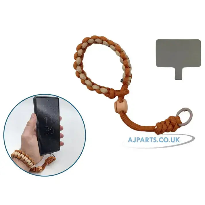 Universal Mobile Phone Anti-Theft Lanyard Braided Wrist Strap/Band Brown