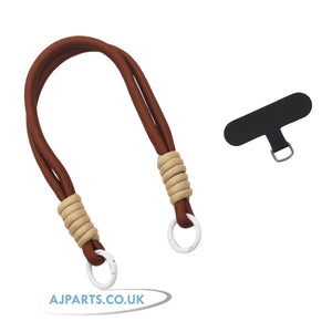Anti-Theft Phone Wrist Strap Wristband with Anchor Tab & Carabiner – Secure Mobile Holder for Safety (Brown)