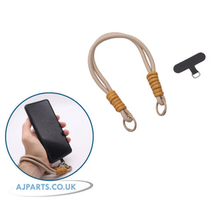 Anti-Theft Phone Wrist Strap Lanyard – Durable Paracord with Metal Clip – Universal Fit (Beige)