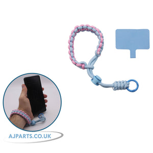 Universal Anti-Theft Phone Lanyard & Tether Patch – Adjustable, Secure, Anti-Drop Strap for All Smartphones (Pink-Blue)
