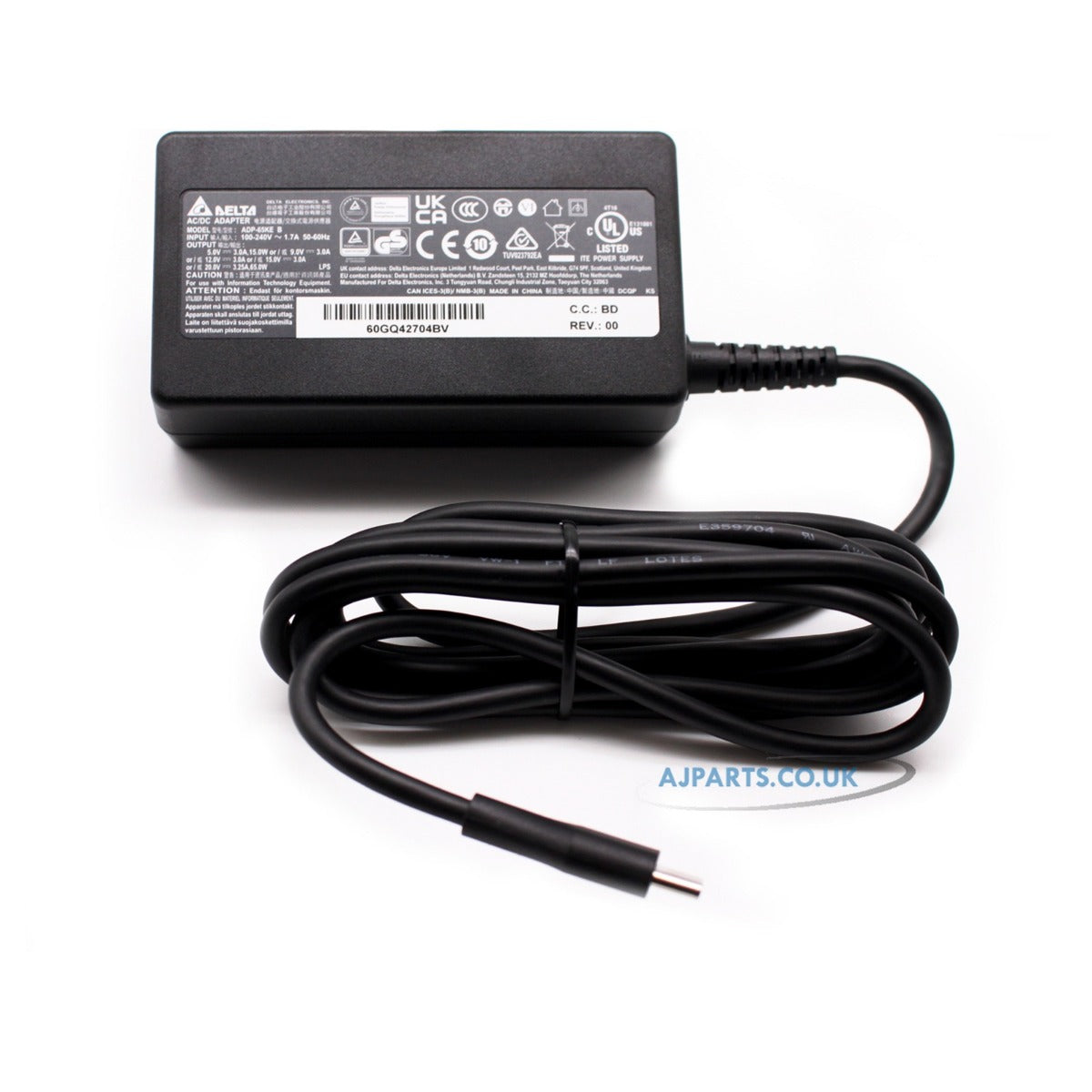 HP 671R2AA#ABZ 65W AC Power Supply USB-C Tip Laptop Delta Adapter
