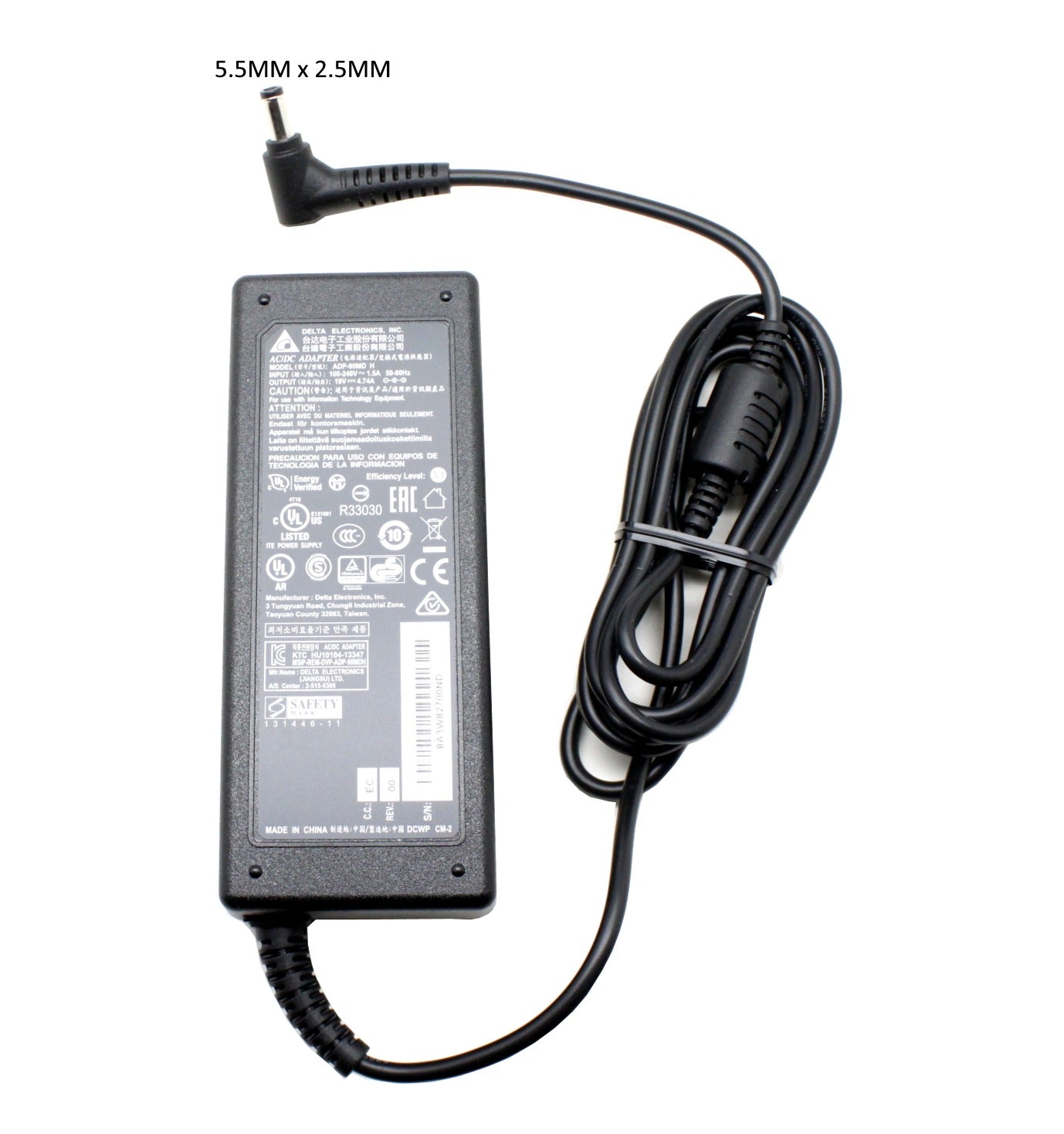 For MSI CR500X 90W Power Supply 5.5MM x 2.5MM Delta Compatible Laptop Adapter