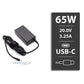 New HP 65W (20V 3.25A) Type-C Tip Laptop AC Adapter Charger