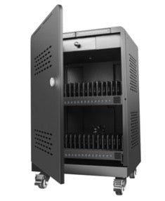 Luxor Lockable 30-Unit Laptop/Tablet USB Type-C Charging Cart, Sliver Steel