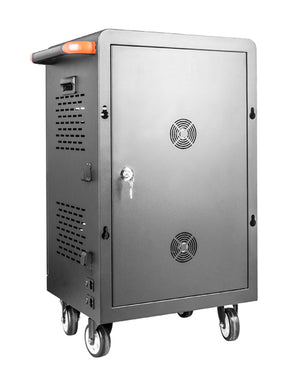 Luxor Lockable 30-Unit Laptop/Tablet USB Type-C Charging Cart, Sliver Steel