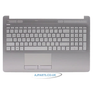 For HP 15-DA0000 Series Compatible Silver Palmrest Touchpad Cover UK Keyboard