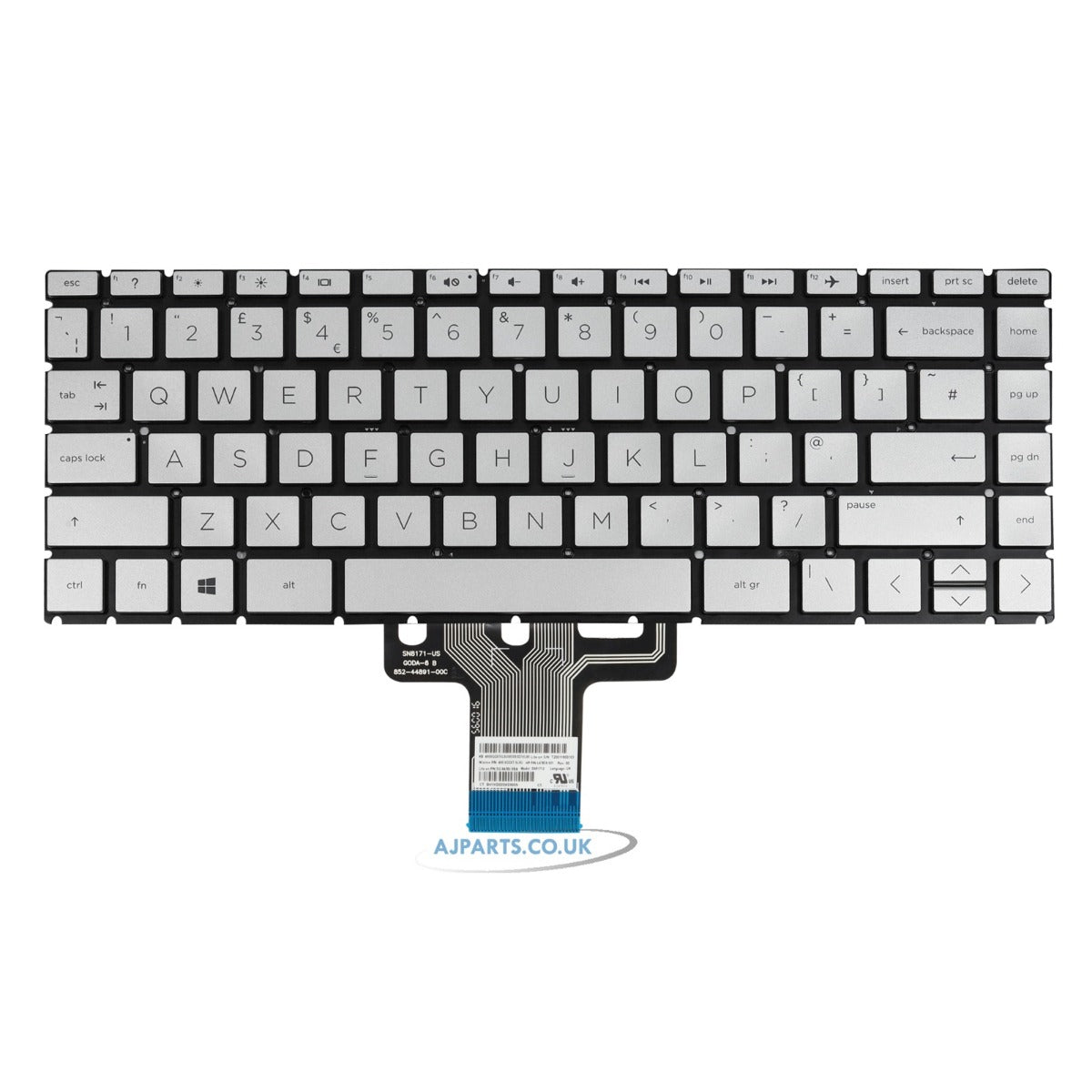 HP 14S-DQ0000 Series Silver UK Layout Non-Backlit Replacement Keyboard