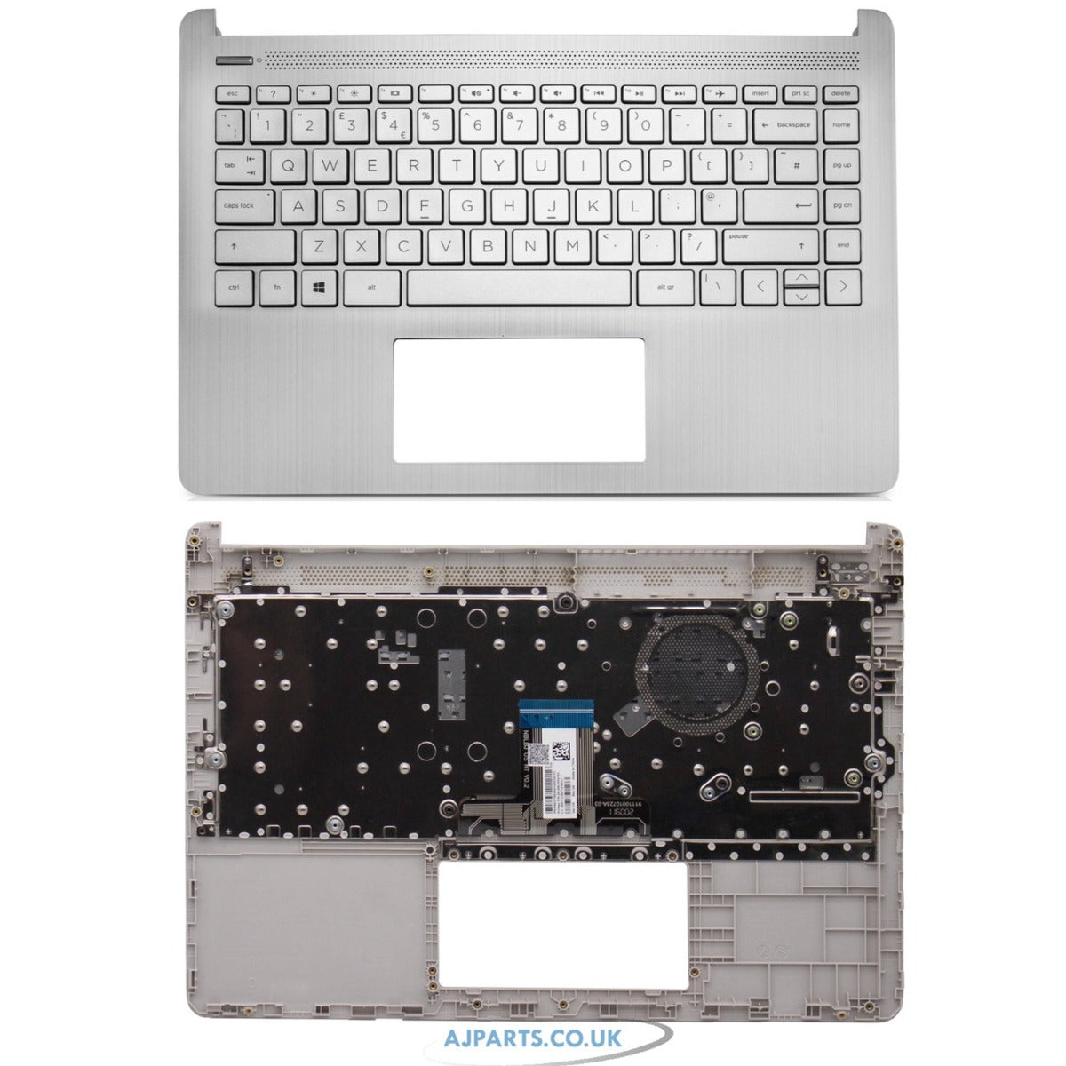 For HP 14S-DQ000 Series Compatible Laptop Palmrest UK Keyboard Silver Without Fingerprint