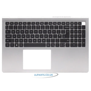 Compatible With Dell Inspiron 15 3520 Palmrest UK Layout Non-Backlit Silver Replacement Keyboard