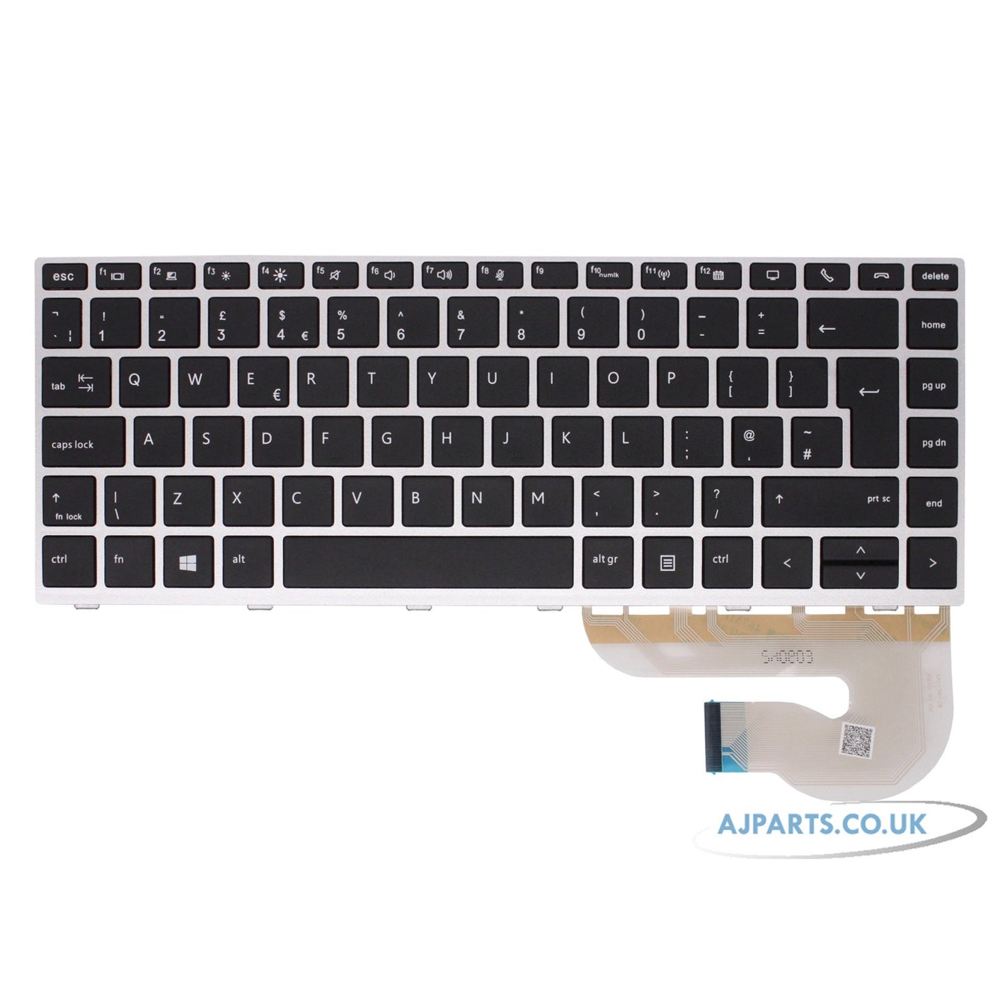 HP EliteBook 745 G5 Non-Backlit UK Layout Replacement Keyboard Silver