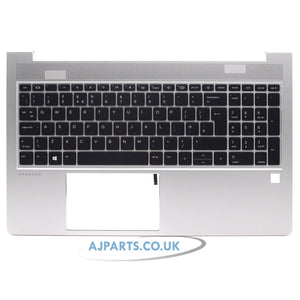 HP ProBook 455 G8 Palmrest with Backlit UK Keyboard Silver Replacement Top Case Housing
