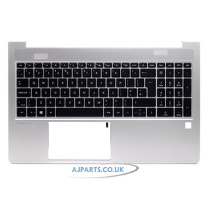 HP ProBook 450 G10 UK Layout Laptop Replacement Palmrest with Backlit Keyboard Silver Dual USB-C Ports