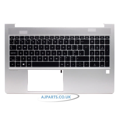 HP ProBook 450 G10 UK Layout Laptop Replacement Palmrest with Backlit Keyboard Silver Dual USB-C Ports